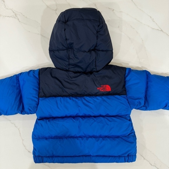 The North Face Nuptse Hooded Down Jacket Red Blue infant 3-6 months - Picture 8 of 14